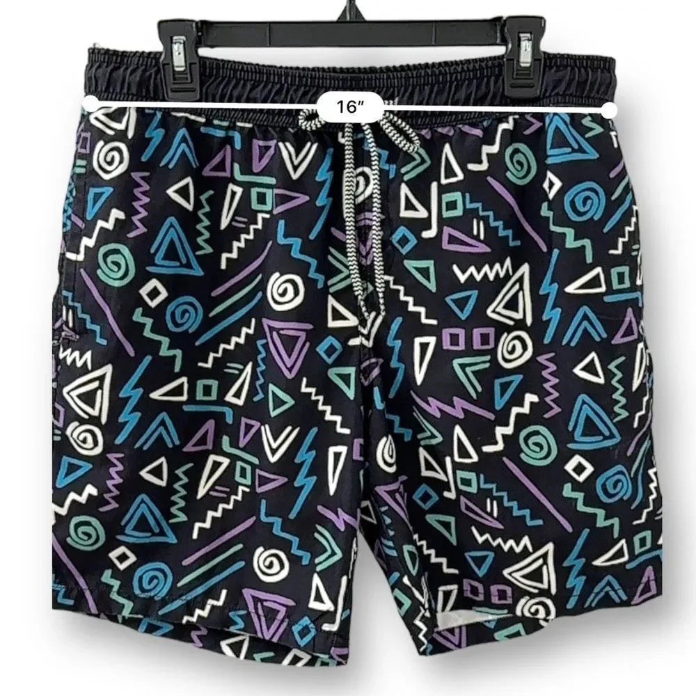 Carbon 90s Retro Vintage Style Men’s Swim Trunks Black Blue Purple XL